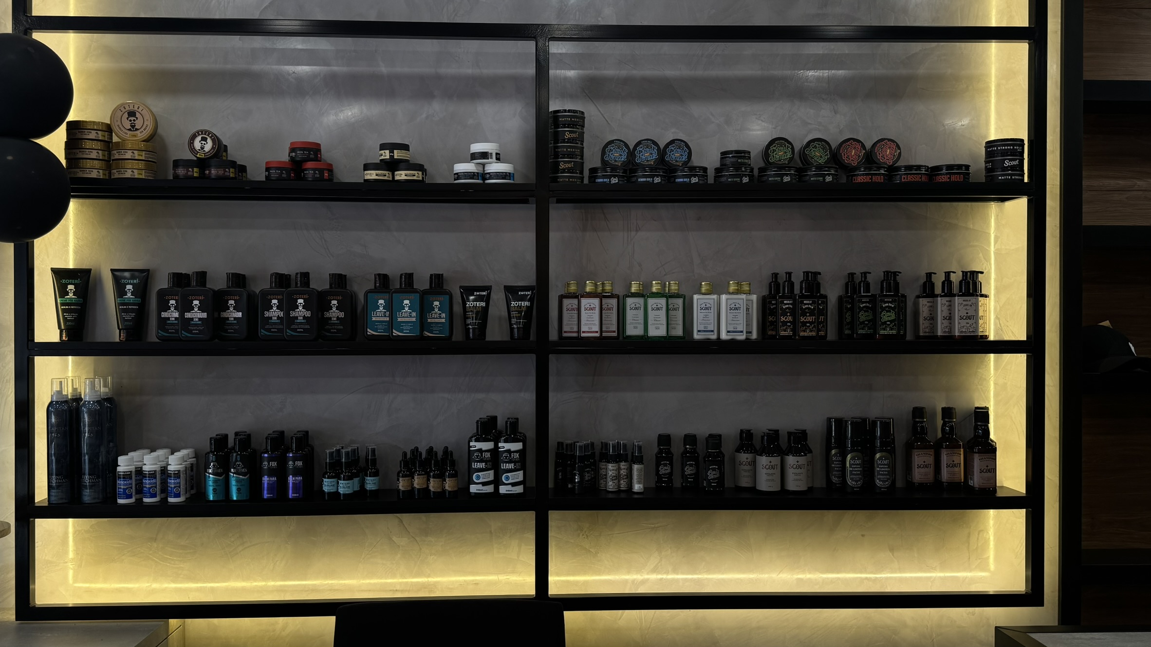 Prateleira de produtos profissionais